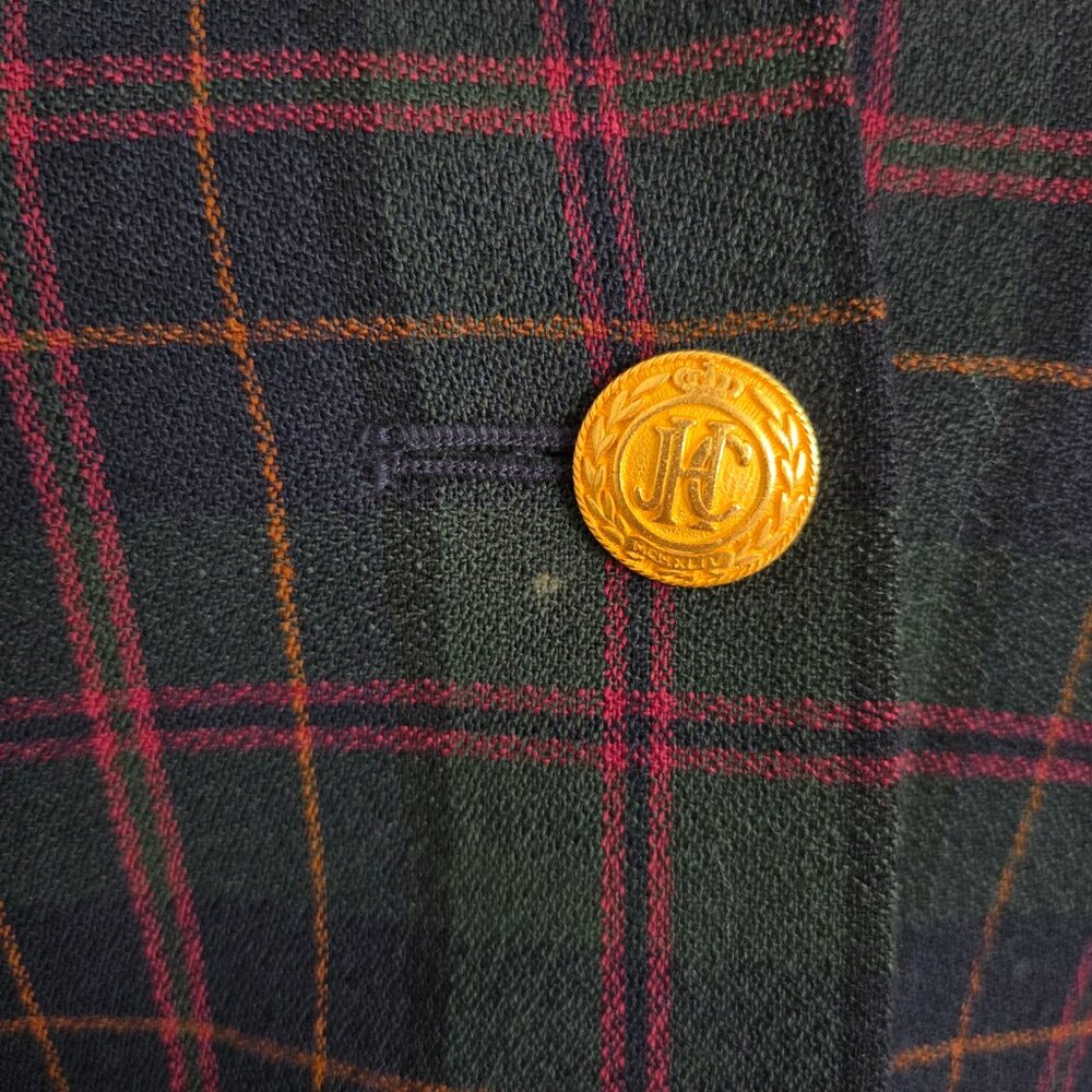 Vtg Wool Plaid Blazer Size 8P Velvet Trim Gold Button Old Money Heritage‎ Preppy - Picture 9 of 15